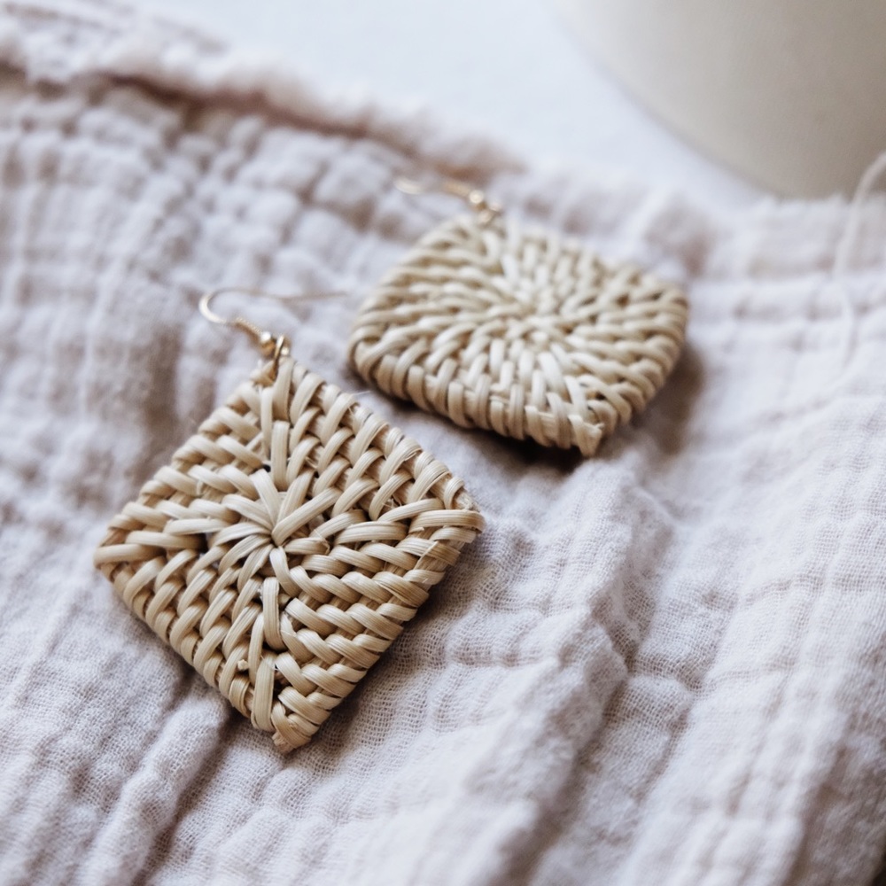 “Jane” Rattan Earrings - Picture 3 of 3